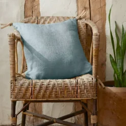 Sale Cuscino quadrato in Lino Lavato (45 x 45 cm) Louise Azzurro Cuscini E Fodere