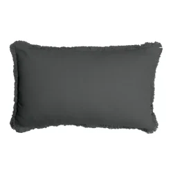 New Cuscino rettangolare in cotone (40 x 60 cm) Pixel con frange Grigio Cuscini E Fodere