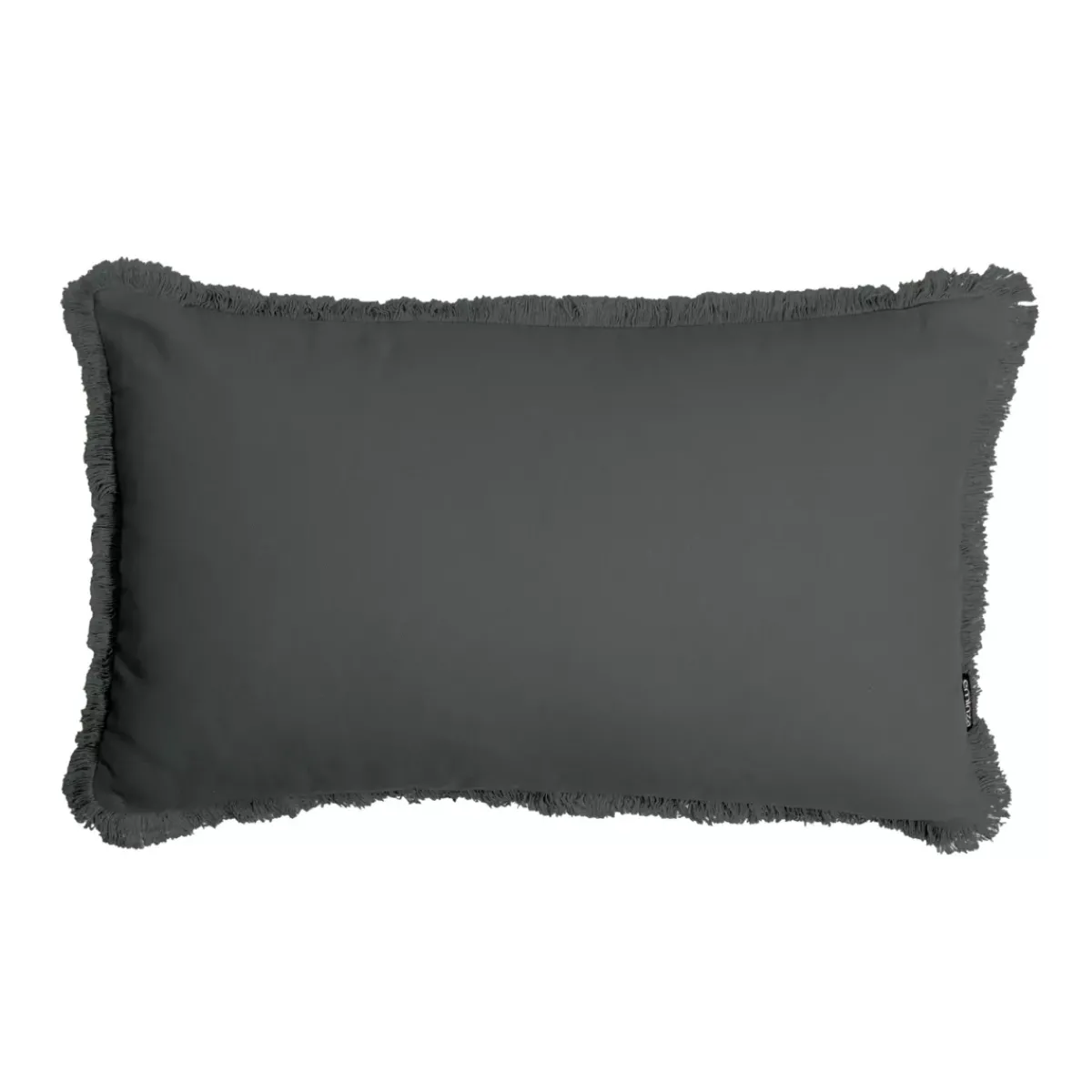 New Cuscino rettangolare in cotone (40 x 60 cm) Pixel con frange Grigio Cuscini E Fodere