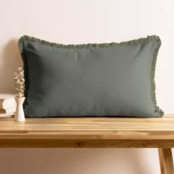 New Cuscino rettangolare in cotone (40 x 60 cm) Pixel con frange Cuscini E Fodere
