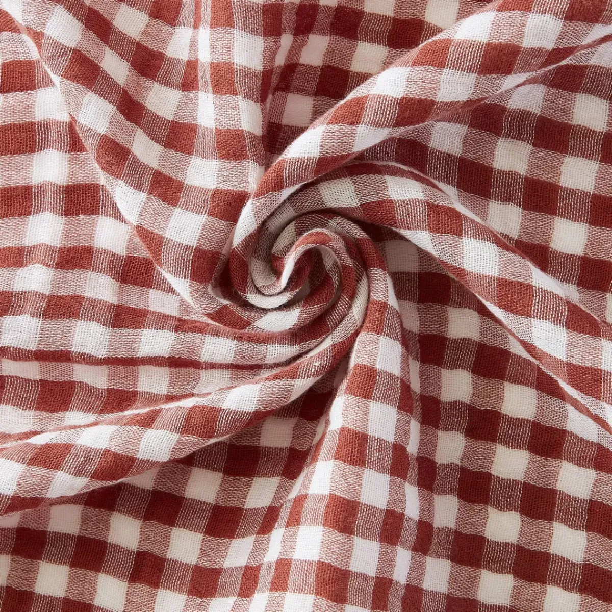 New Cuscino rettangolare in garza di cotone (40 x 60 cm) Gaïa vichy Terracotta Cuscini E Fodere