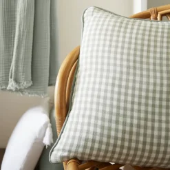 Best Cuscino rettangolare in garza di cotone (40 x 60 cm) Gaïa vichy Verde eucalipto Cuscini E Fodere