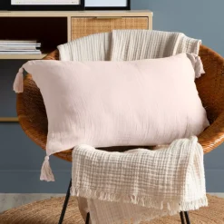 Cuscino rettangolare in garza di cotone (40 x 60 cm) Gaia Rosa cipria