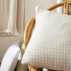 Cuscino rettangolare in garza di cotone (40 x 60 cm) Gaïa vichy Beige