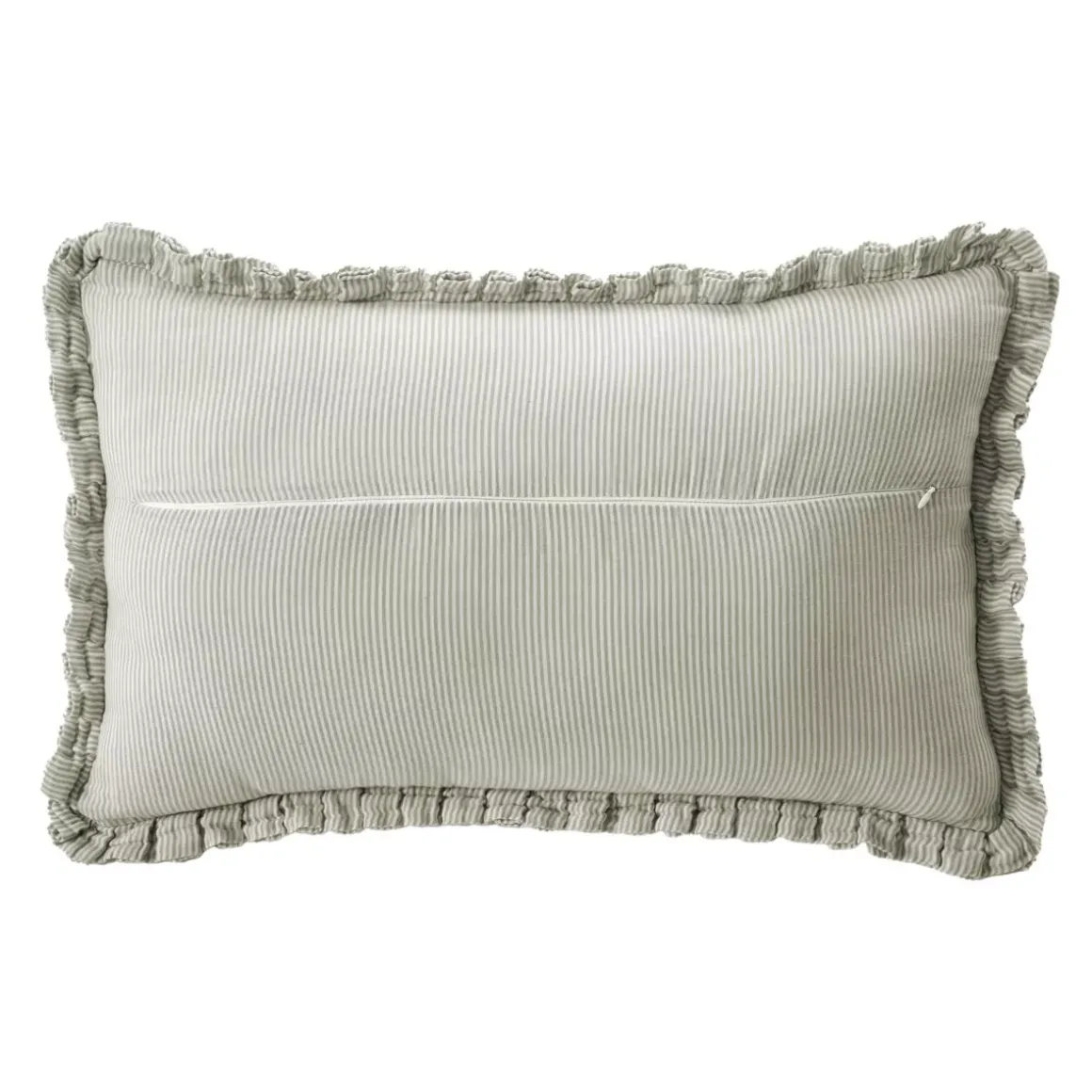 Cuscino rettangolare in garza di cotone (40 x 60 cm) Gaïa a righe Verde eucalipto