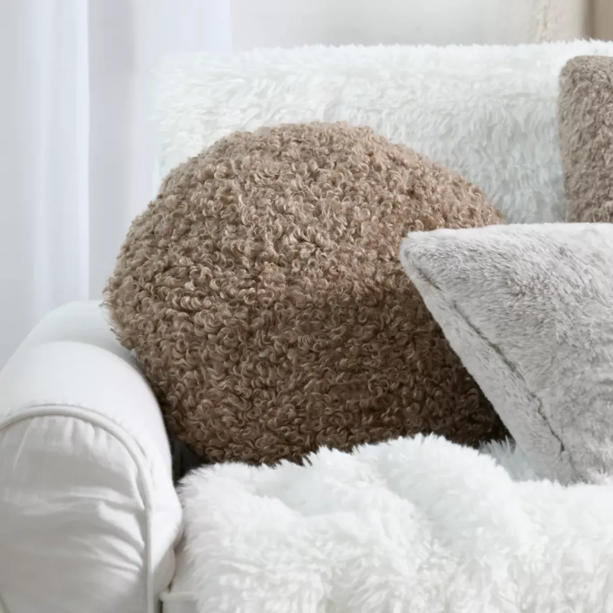 New Cuscino rotondo bouclé (40 cm) Cosylife Cuscini E Fodere