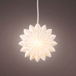 Decorazione da appendere luminosa in carta LED (D40 cm) Origami Floralia Bianco
