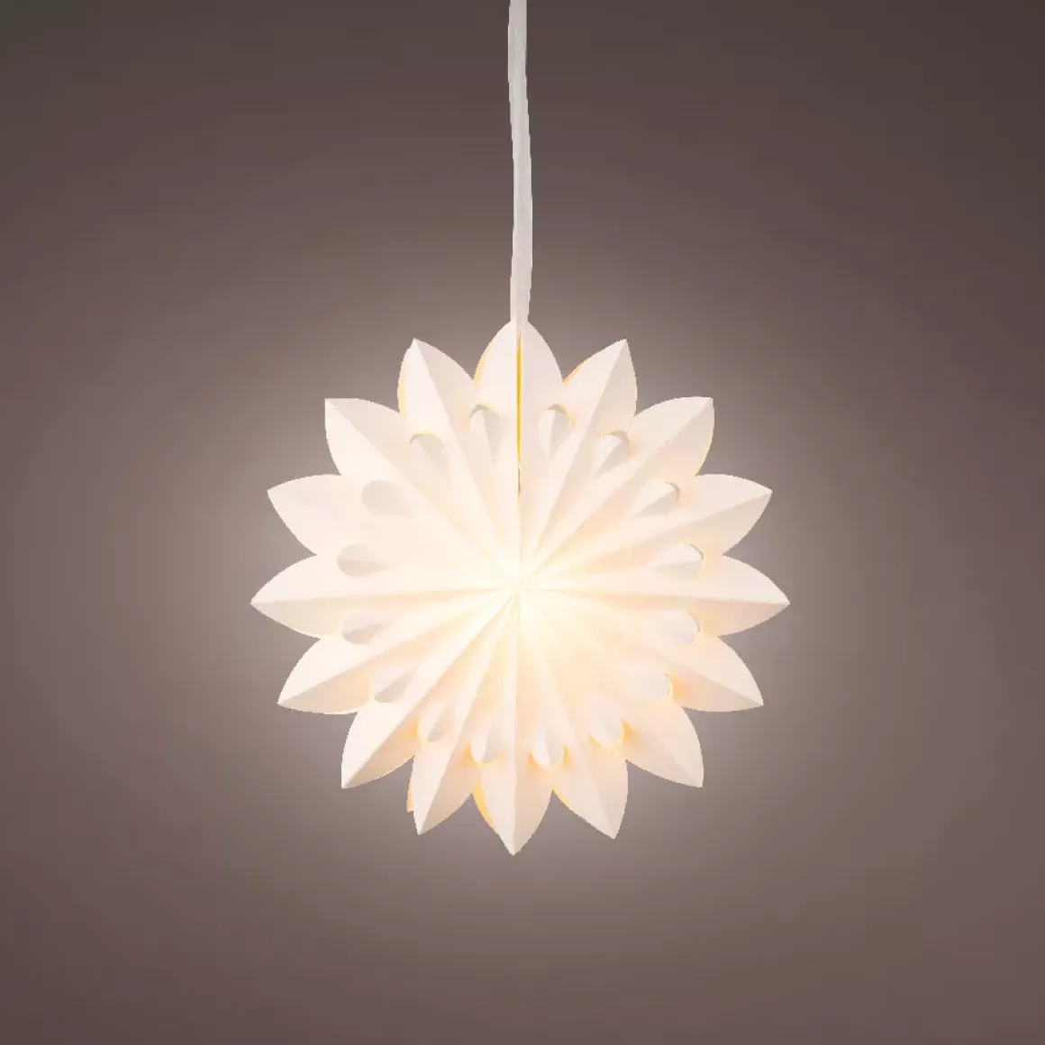 Decorazione da appendere luminosa in carta LED (D40 cm) Origami Floralia Bianco