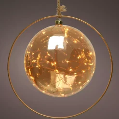 Decorazione da appendere luminosa a pile 30 LED (D20 cm) Luna d'Inverno Ambra/bianco caldo