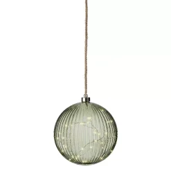 Decorazione da appendere luminosa a pile 40 LED (D20 cm) Vintage Verde tè / bianco caldo