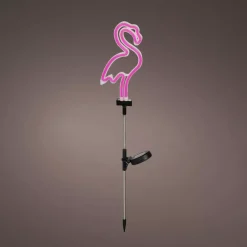 Decorazione luminosa Solare da infilare nel terreno (H74 cm) neon Fenicottero Rosa