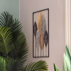 Decorazione murale Foglie Nero e oro