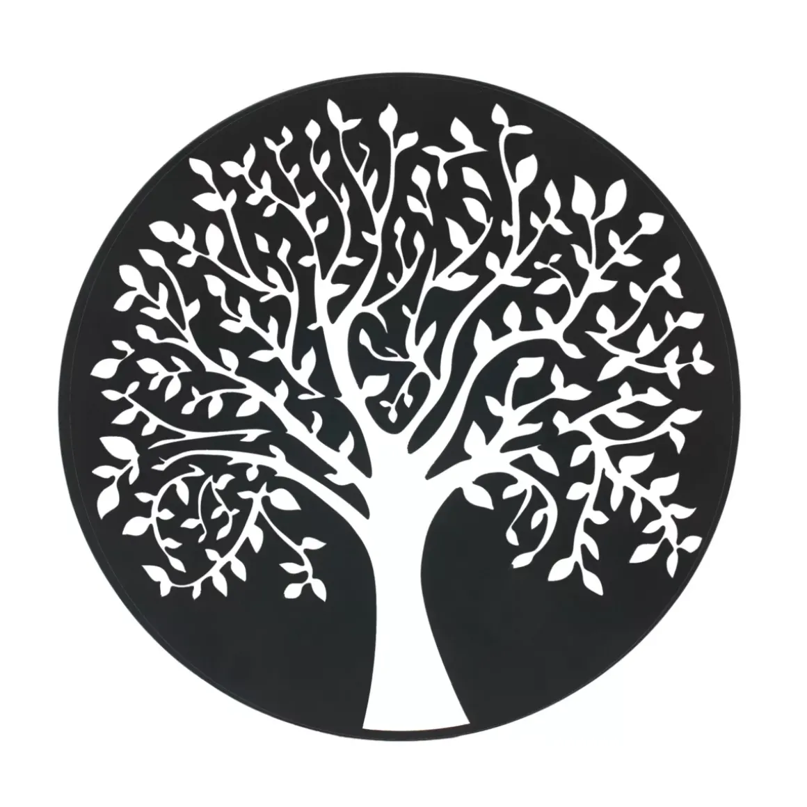 Decorazione murale rotonda in metallo (D60 cm) Albero della vita Nero