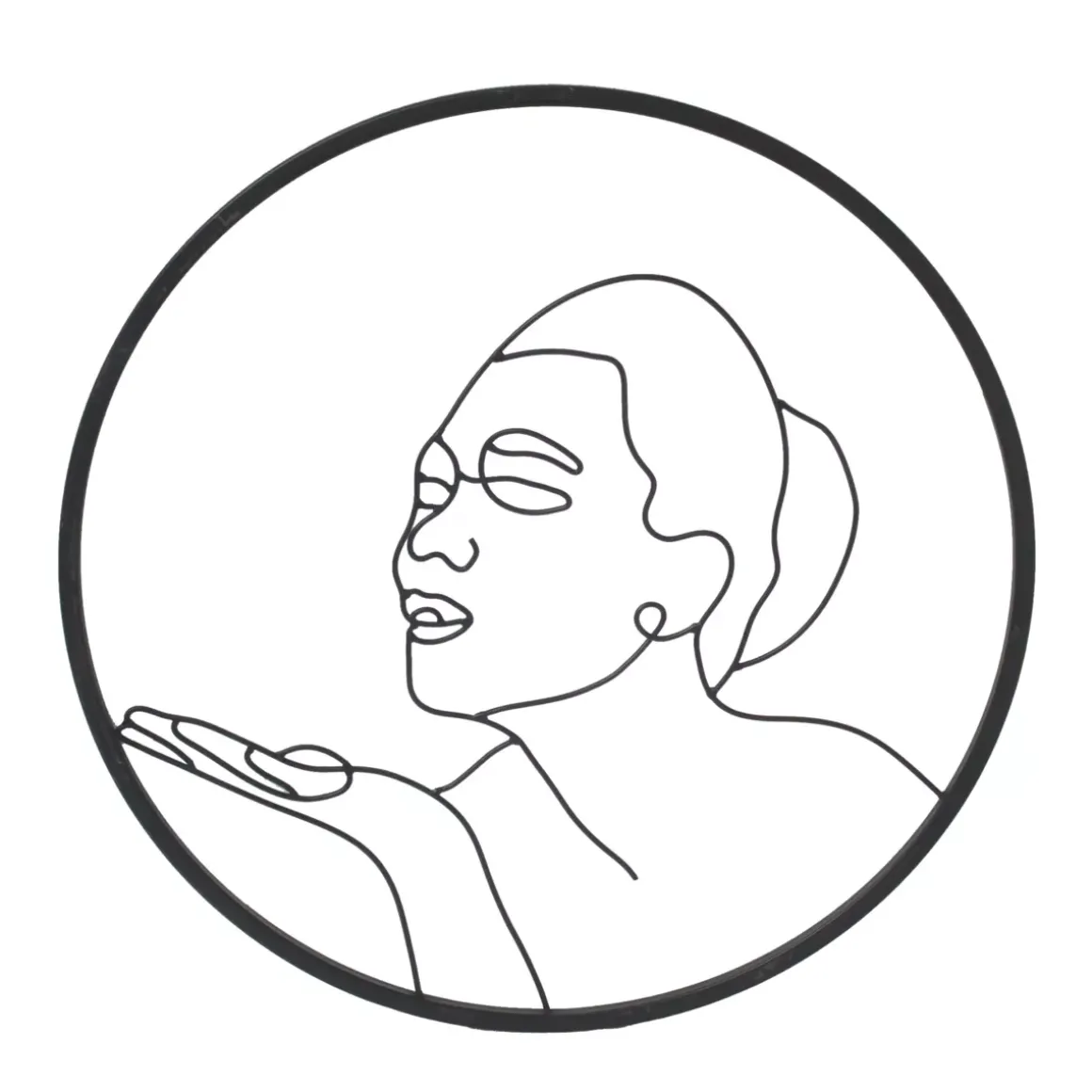Decorazione murale rotonda in metallo (D60 cm) Woman Nero