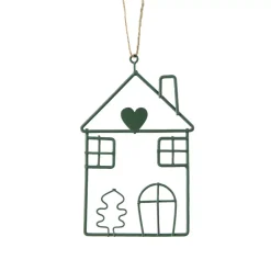 Decorazione natalizia da appendere in metallo (H13 cm) Casa invernale Verde