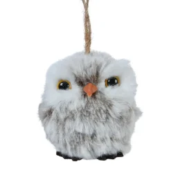 Decorazione natalizia da appendere (H6 cm) Gufo d'inverno Pelliccia grigia