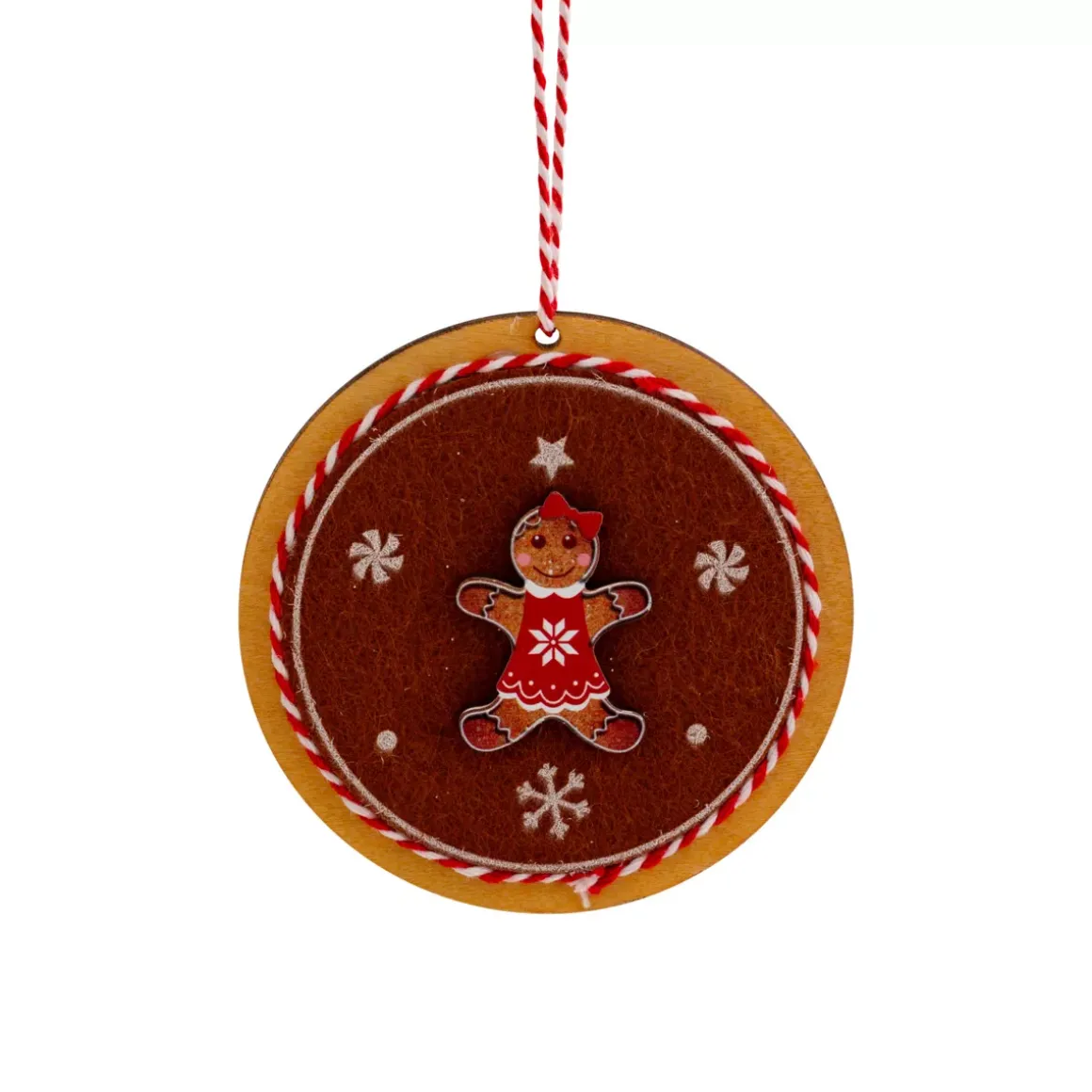 Decorazione natalizia in legno (D9 cm) Tronchetto Pan di zenzero Marrone