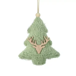 Decorazione natalizia sospesa in legno (H15 cm) Albero ecopelliccia Verde menta