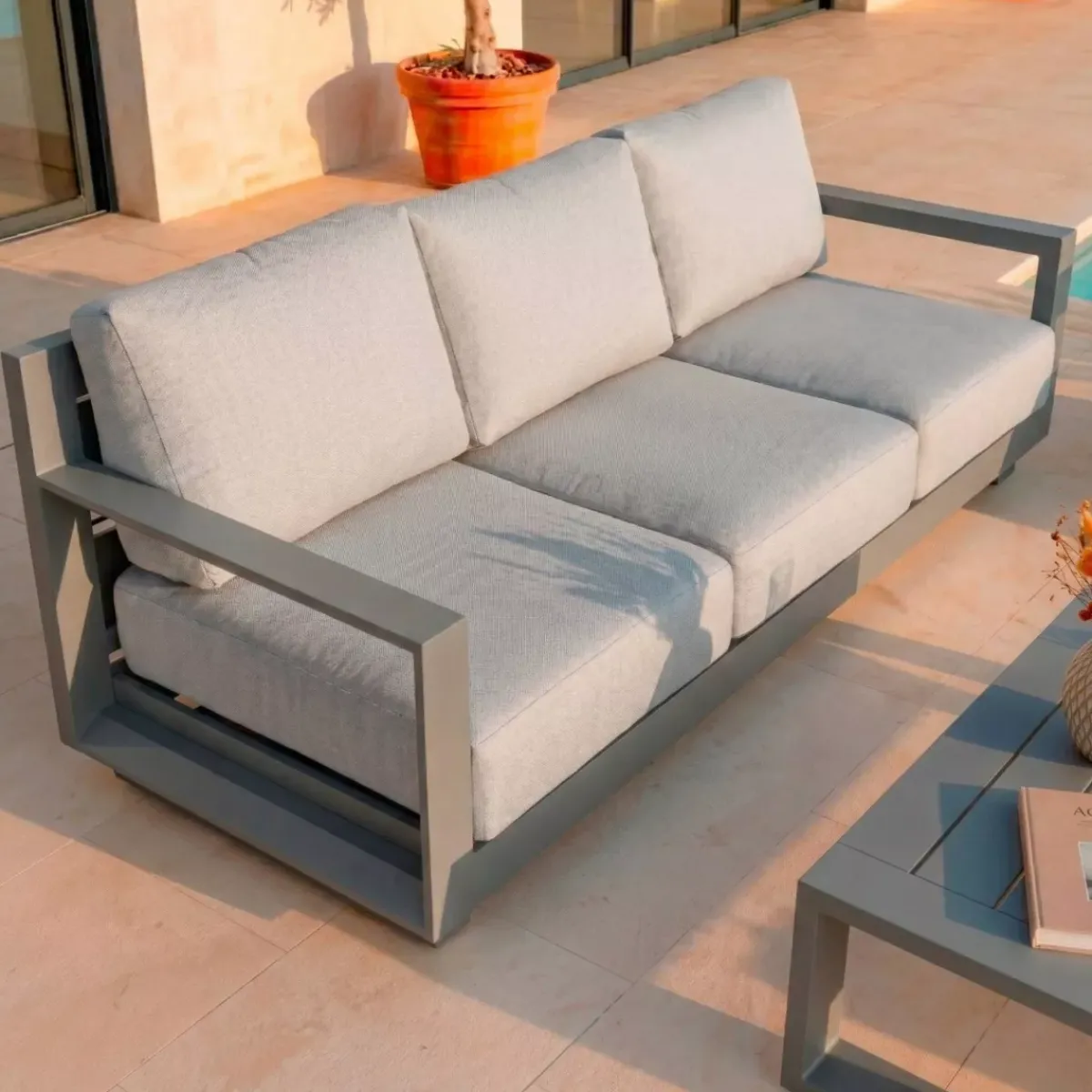 Online Divano da giardino in alluminio Elba Grigio antracite e grigio chiaro Tavolini Da Giardino, Divani