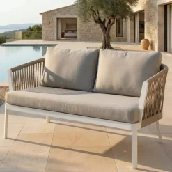 Online Divano da giardino in alluminio 2 posti Amalfi Bianco e tortora Tavolini Da Giardino, Divani