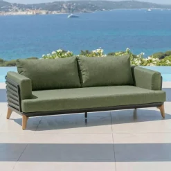 Discount Divano da giardino in alluminio 2 posti Monte Carlo Grigio antracite e verde rosmarino Tavolini Da Giardino, Divani