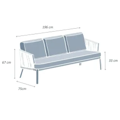 Clearance Divano da giardino in alluminio Amalfi Bianco e beige Tavolini Da Giardino, Divani