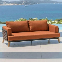 Hot Divano da giardino in alluminio 2 posti Monte Carlo Grigio antracite e terracotta Tavolini Da Giardino, Divani