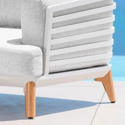 Outlet Divano da giardino in alluminio 2 posti Monte Carlo Bianco e grigio chiaro Tavolini Da Giardino, Divani
