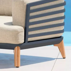 Clearance Divano da giardino in alluminio 2 posti Monte Carlo Grigio antracite e beige Tavolini Da Giardino, Divani