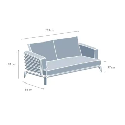 Clearance Divano da giardino in alluminio 2 posti Monte Carlo Grigio antracite e tortora Tavolini Da Giardino, Divani