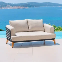 Clearance Divano da giardino in alluminio 2 posti Monte Carlo Grigio antracite e tortora Tavolini Da Giardino, Divani