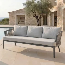 Discount Divano da giardino in alluminio Amalfi Grigio antracite e grigio chiaro Tavolini Da Giardino, Divani