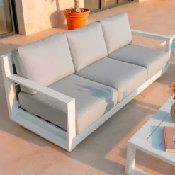 Sale Divano da giardino in alluminio Elba Bianco e grigio chiaro Tavolini Da Giardino, Divani