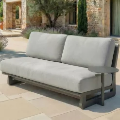 Divano da giardino in alluminio 2 posti Long Beach Antracite e grigio chiaro Tavolini Da Giardino, Divani