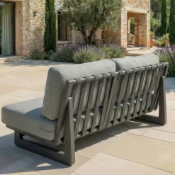 Sale Divano da giardino in alluminio 2 posti Long Beach Grigio antracite e tortora Tavolini Da Giardino, Divani