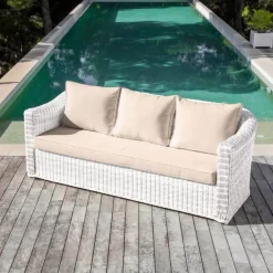 Online Divano da giardino in resina intrecciata Calvi Bianco e tortora Tavolini Da Giardino, Divani