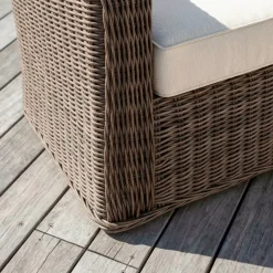 Hot Divano da giardino in resina intrecciata 2 posti Calvi Seppia e beige Tavolini Da Giardino, Divani