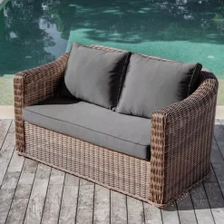 Best Divano da giardino in resina intrecciata 2 posti Calvi Seppia e grigio scuro Tavolini Da Giardino, Divani