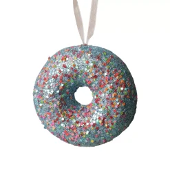 Donut di Natale da appendere (D9 cm) Golosità Blu glitterato