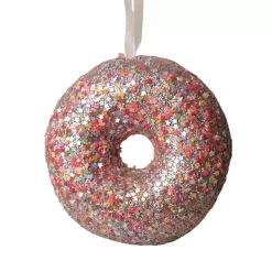 Donut di Natale da appendere (D9 cm) Golosità Rosa glitterato