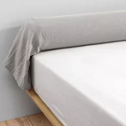 Sale Federa cuscino a rullo garza di cotone (L185 cm) Gaïa Grigio nuvola Federe Cuscino Letto