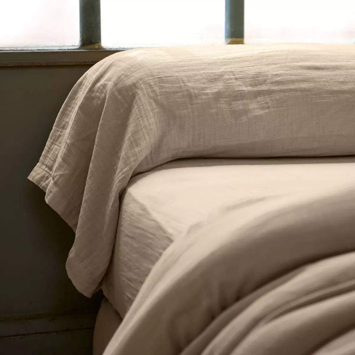 Clearance Federa cuscino a rullo garza di cotone (185 cm) Gaïa Marrone Federe Cuscino Letto