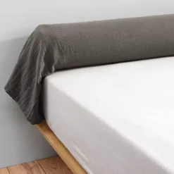 Federa cuscino a rullo garza di cotone (L185 cm) Gaïa Grigio granito Federe Cuscino Letto