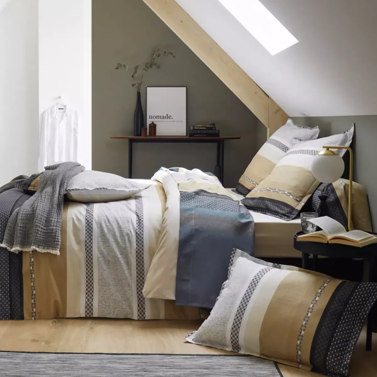 Outlet Federa cuscino a rullo percalle di cotone (L200 cm) Marlow Beige Federe Cuscino Letto