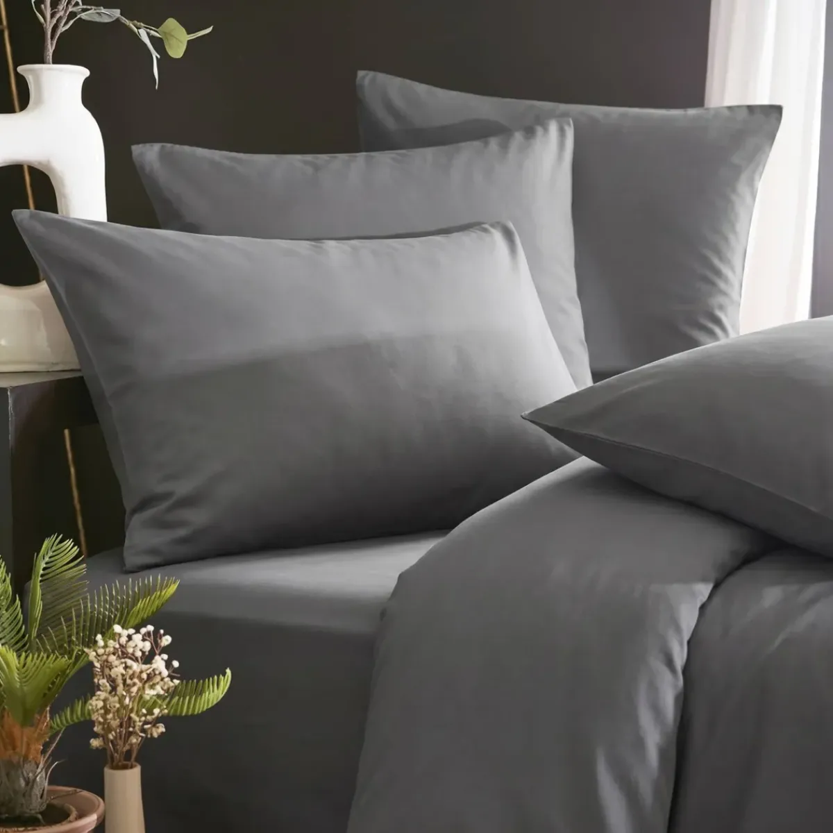 Hot Federa cuscino letto quadrato lyocell Tencel™ lavato (63 x 63 cm) Olivia granito Federe Cuscino Letto
