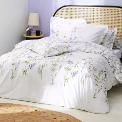 New Federa cuscino letto quadrato cotone (65 x 65 cm) Foliflora Bianca Federe Cuscino Letto