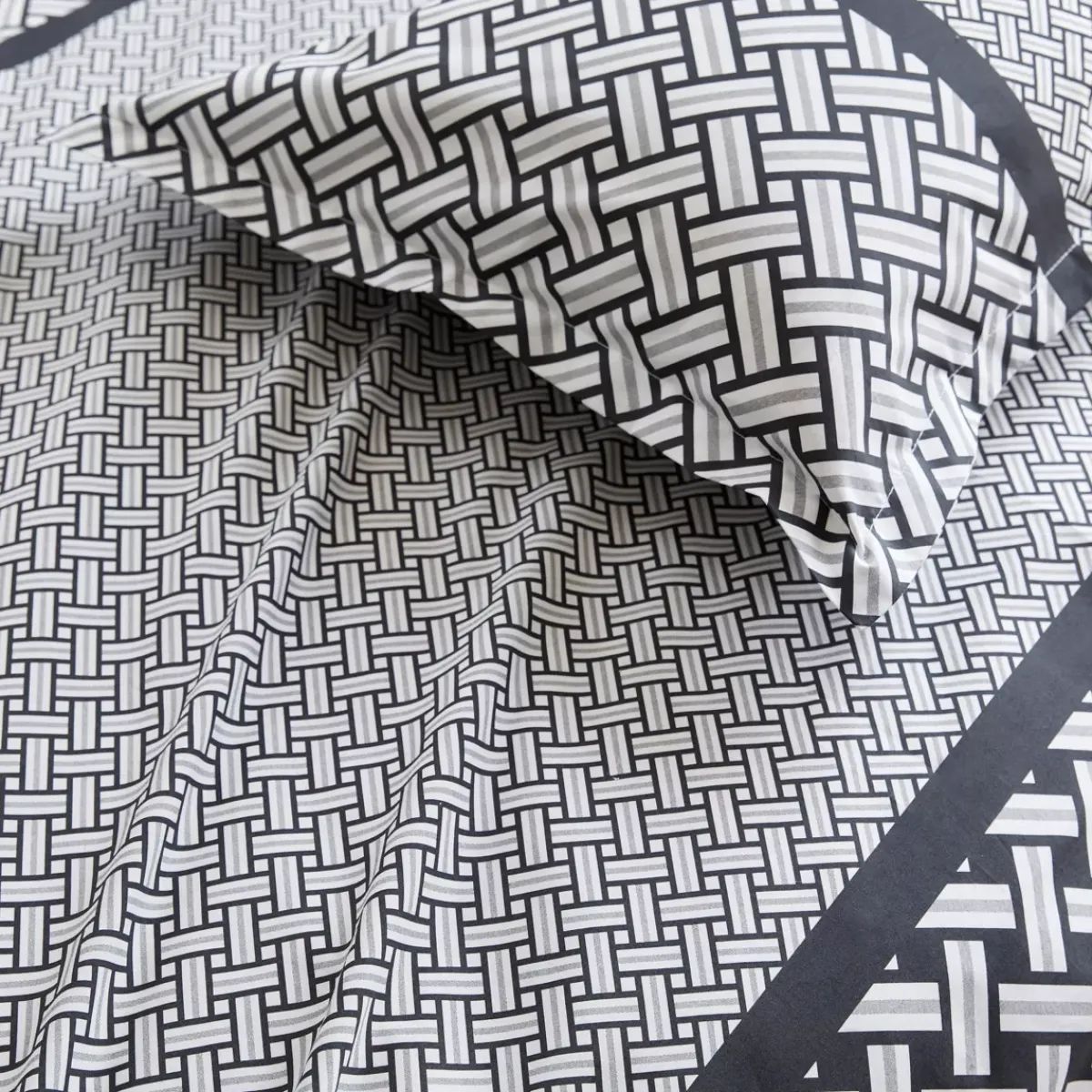 Discount Federa cuscino letto quadrata in percalle di cotone (65 x 65 cm) Riviera Grigia Federe Cuscino Letto