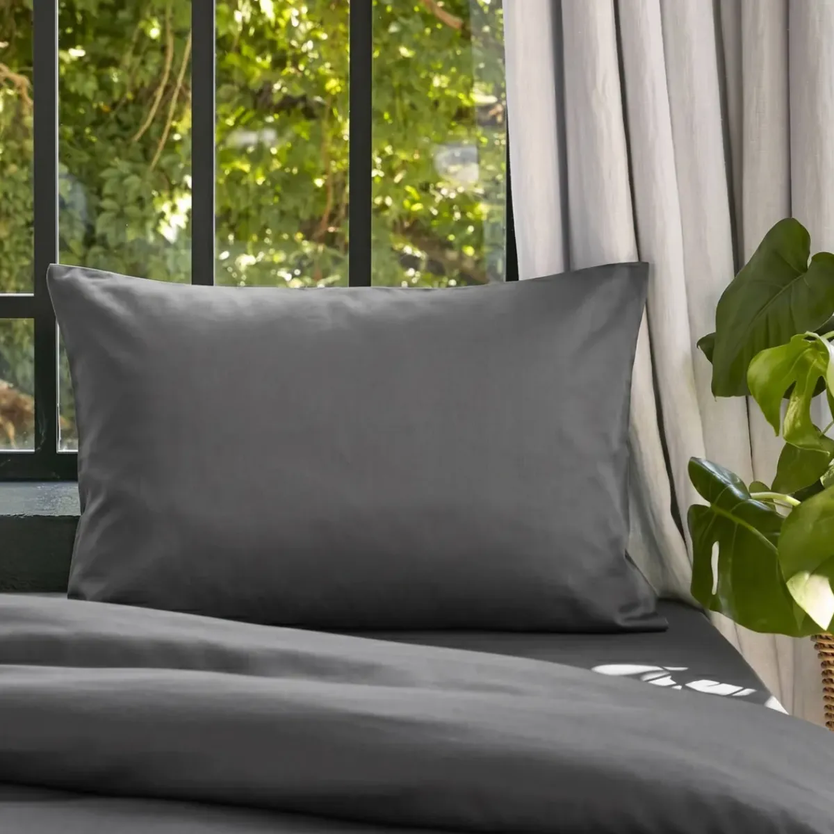 Sale Federa cuscino letto rettangolare lyocell Tencel™ lavato (50 x 80 cm) Olivia granito Federe Cuscino Letto