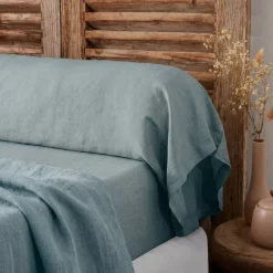 Federa per cuscino a rullo in lino lavato (L185 cm) Louise Azzurro Federe Cuscino Letto
