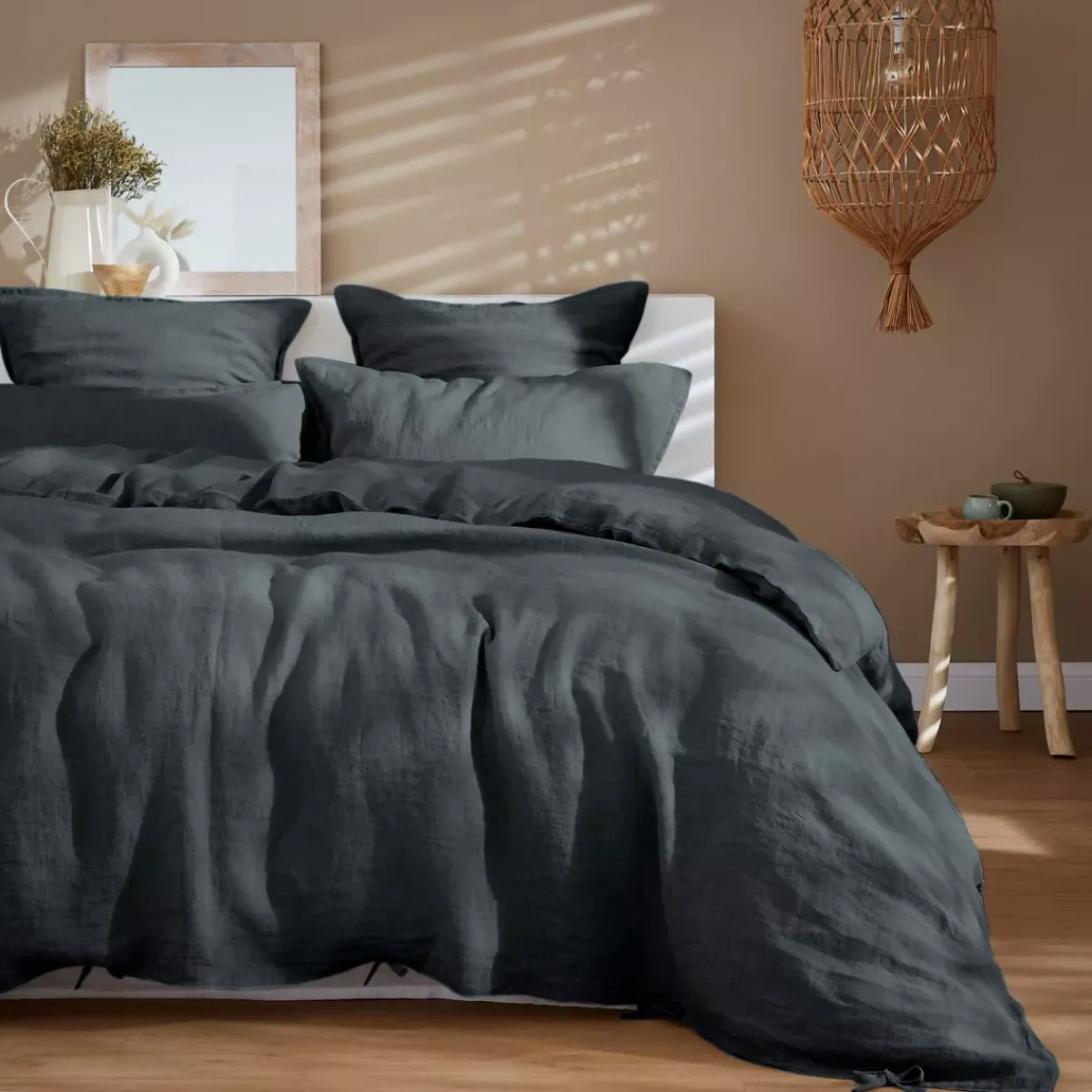 Clearance Federa per cuscino a rullo in lino lavato (L185 cm) Louise Federe Cuscino Letto
